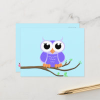 Little Purple Owl - Blank Postcard