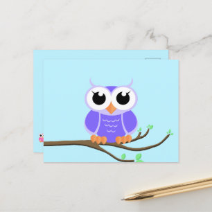 Little Purple Owl - Blank Postcard