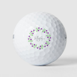 Little Purple Watercolor Flowers Wreath Golf Balls