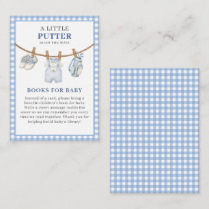 Little Putter Blue Golf Books for Baby Shower Enclosure Card