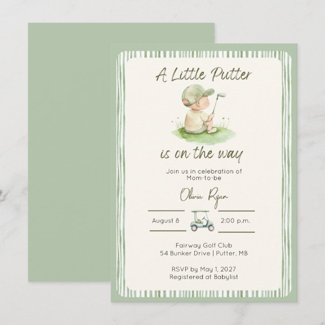 Little Putter Golf Baby Shower Invitation (Front/Back)