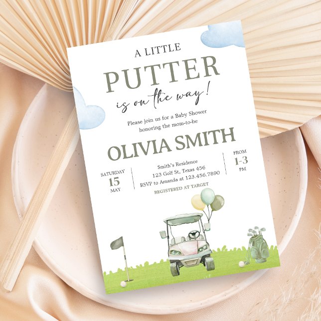 Little Putter Golf Baby Shower Invitation (Golf Little Putter Baby Shower Invitation)