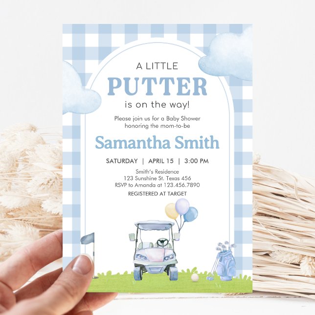 Little Putter Golf Baby Shower Invitation (Golf Little Putter Baby Shower Invitation)