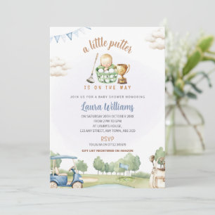 Little Putter Golf Baby Shower Invite Blue Boy's
