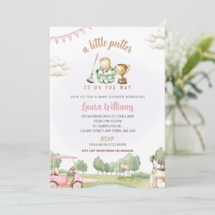 Little Putter Golf Baby Shower Invite Pink Girl's