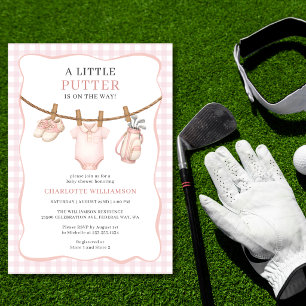 Little Putter Pink Golf Clothesline Baby Shower Invitation