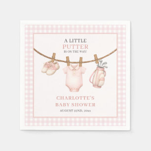 Little Putter Pink Golf Clothesline Baby Shower Napkin