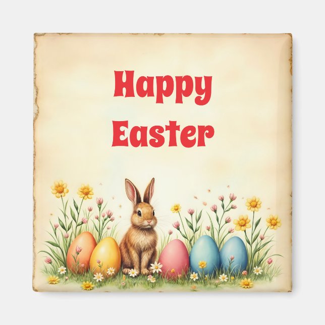 Little Rabbit And Easter Eggs Popular Collection Magnet (Front)