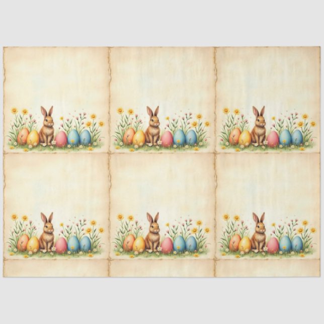 Little Rabbit And Easter Eggs Popular Collection Tissue Paper (Front)