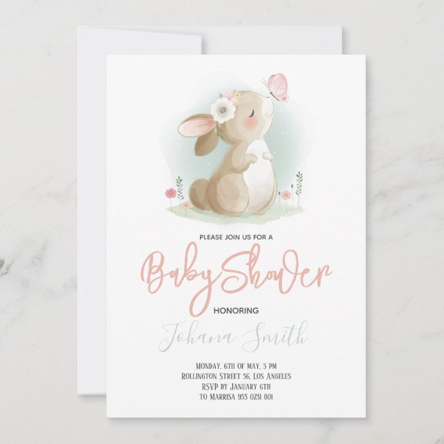 Little Rabbit Baby Shower Invitation (Front)