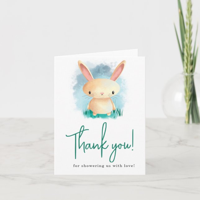 Little Rabbit baby shower thank you Card (Front)