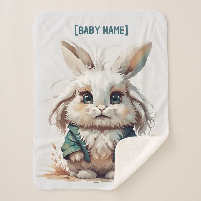Little Rabbit Personalised Sherpa Blanket (Front)