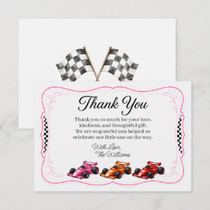 Little Racer Bassinet Formula 1 Thank You Card 