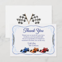 Little Racer Bassinet Thank You Card 