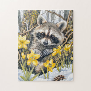 Little Racoon Among Spring Oaks Jigsaw Puzzle