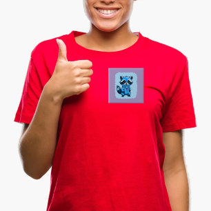Little Racoon In Blue Button