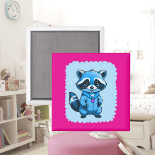 Little Racoon In Blue Magnet
