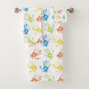 Little Rainbow Hand Prints Bathroom Towel Set