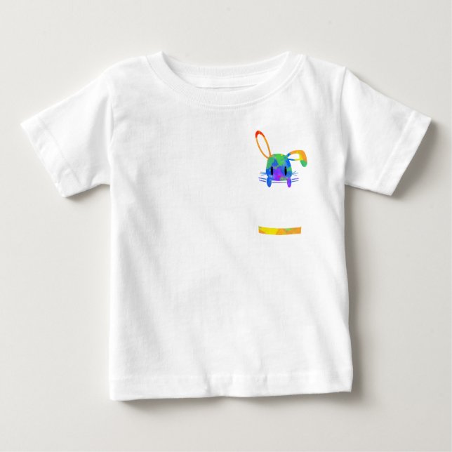 Little Rainbow Pocket Bunny Baby T-Shirt (Front)