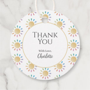Little Rainbow Sunshine Baby Shower Thank You Favour Tags