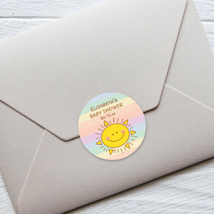 Little Rainbow Sunshine Gender Neutral Baby Shower Classic Round Sticker