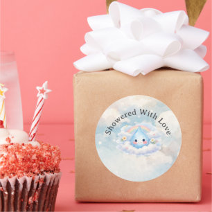 Little Raindrop on the Way Baby Shower Invitation Classic Round Sticker