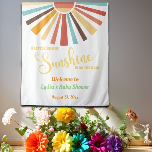 Little Ray Of Sunshine Baby Shower Backdrop Tapestry (Creator Uploaded)