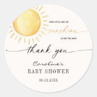 Little Ray Of Sunshine Baby Shower Classic Round S