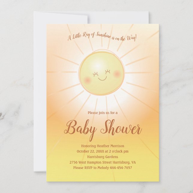 Little Ray of Sunshine Baby Shower Invitation (Front)