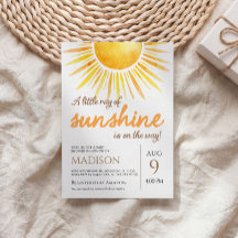 Little Ray Of Sunshine Baby Shower Invitation