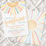 Little Ray Of Sunshine Baby Shower Invitation<br><div class="desc">Celebrate the upcoming arrival with a bright and cheerful sun themed baby shower invitation. At the top, a big sun with vibrant rays in yellow, orange, red, teal, and blue beams down, setting the tone for a joyful celebration. The phrase "A little ray of sunshine is on its way!" is...</div>