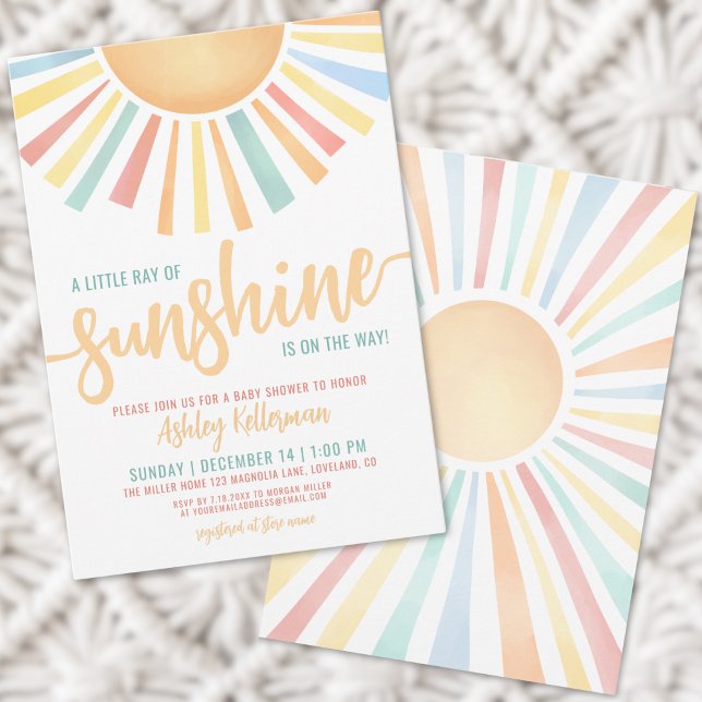 Little Ray Of Sunshine Baby Shower Invitation (Sunshine Gender Neutral Baby Shower Invitation)