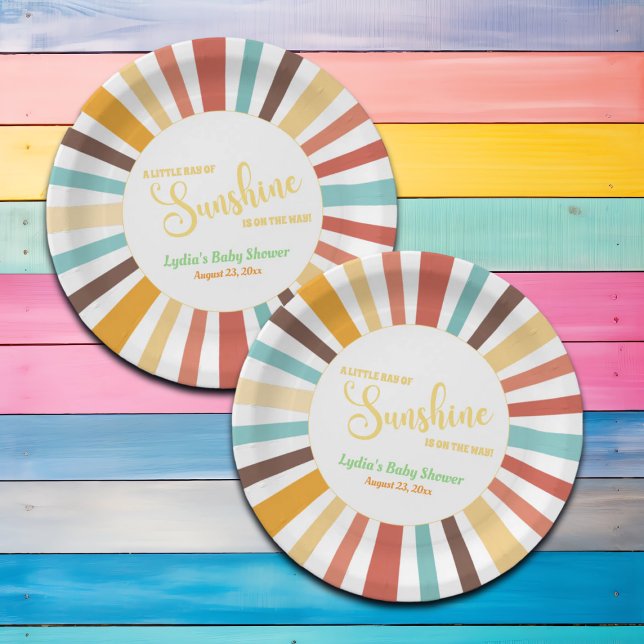 Little Ray Of Sunshine Baby Shower Paper Plate (Creator Uploaded)