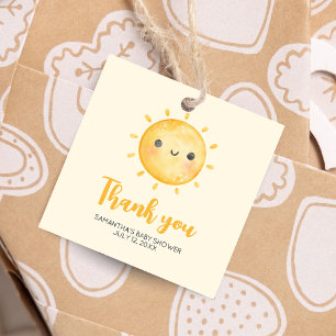 Little Ray of Sunshine Baby Shower Square Favour Tags