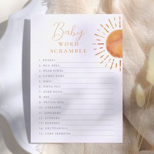 Little Ray of Sunshine Baby Word Scramble Game Invitation
