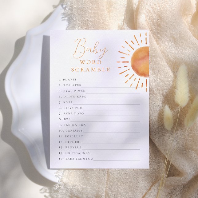 Little Ray of Sunshine Baby Word Scramble Game Invitation (Creator Uploaded)