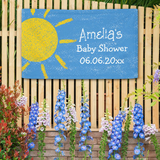 Little Ray of Sunshine Blue Baby Shower Banner