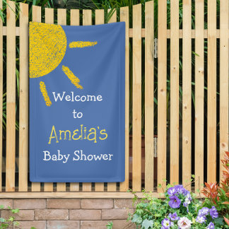 Little Ray of Sunshine Blue Baby Shower Banner