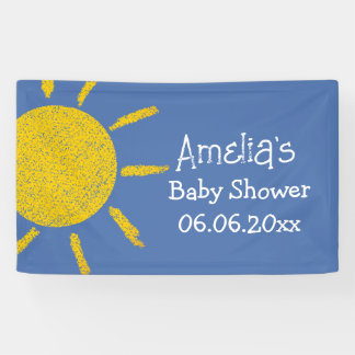 Little Ray of Sunshine Blue Baby Shower Banner