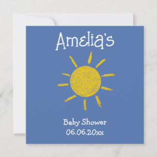 Little Ray of Sunshine Blue Baby Shower Invitation