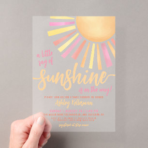 Little Ray Of Sunshine Boho Baby Shower Acrylic Invitations