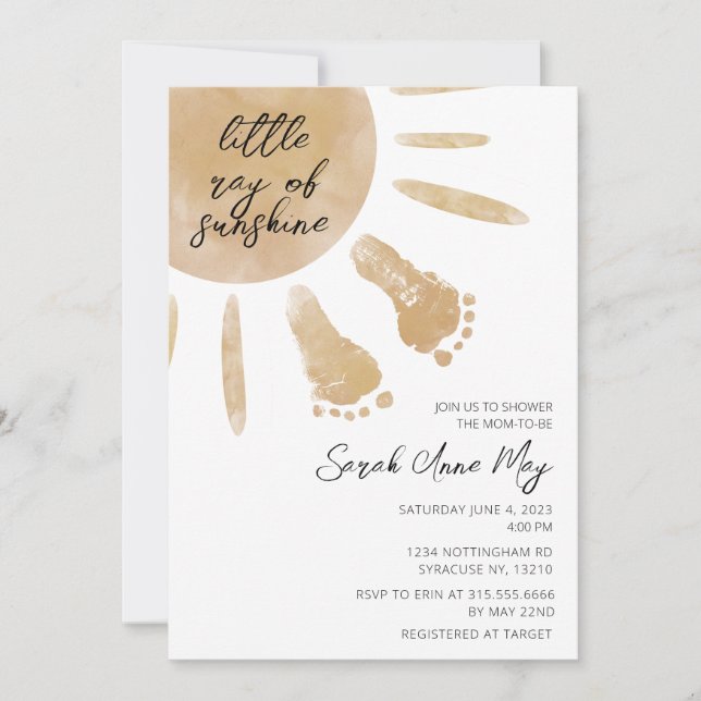 Little Ray of Sunshine Boho Baby Shower  Invitation (Front)