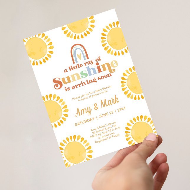 Little ray of sunshine boho baby shower invitation (Creator Uploaded)