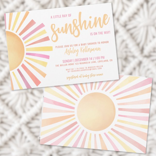 Little Ray Of Sunshine Boho Baby Shower Invitation (Little Ray Of Sunshine Boho Baby Shower Invitation)