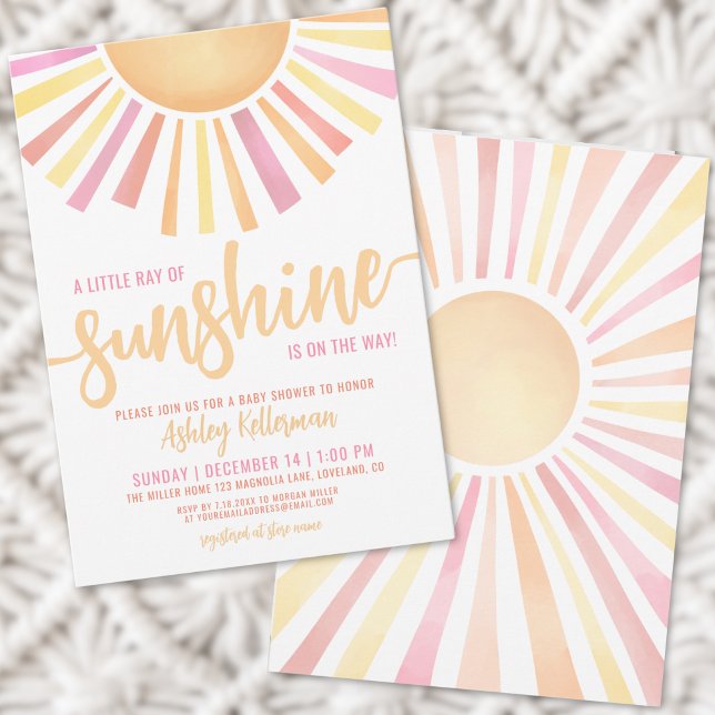 Little Ray Of Sunshine Boho Baby Shower Invitation (Little Ray Of Sunshine Baby Shower Invitation)