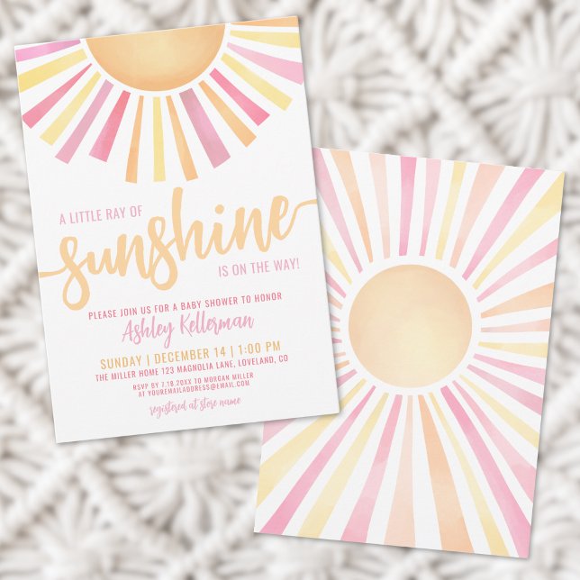 Little Ray Of Sunshine Boho Baby Shower Invitation (Little Ray Of Sunshine Boho Baby Shower Invitation)