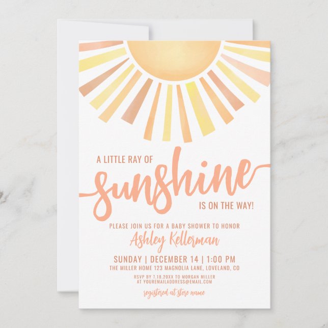 Little Ray Of Sunshine Boho Baby Shower Invitation (Front)