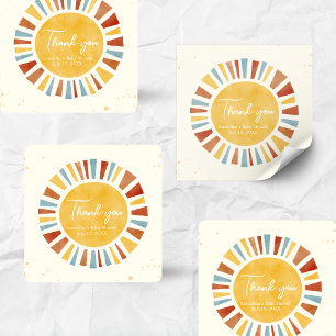 Little Ray of Sunshine Boho Baby Shower Square Sticker