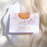 Little Ray of Sunshine Boho Baby Shower Thank You<br><div class="desc">Boho thank you card with a big hand-drawn sun. "Thank you" is written on the front, alongside the event, and inside, there is a message you can customise or delete. The back of the cards features the mum's name and the due date. Made to match our "Little Ray of Sunshine"...</div>