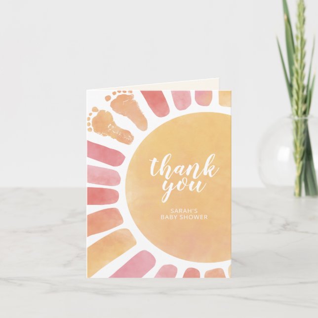 Little Ray of Sunshine Boho Baby Shower Thank You Card (Front)